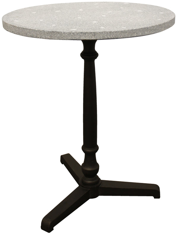 Homeroots 24" Gray And Black Stone And Iron Round Dining Table   488590