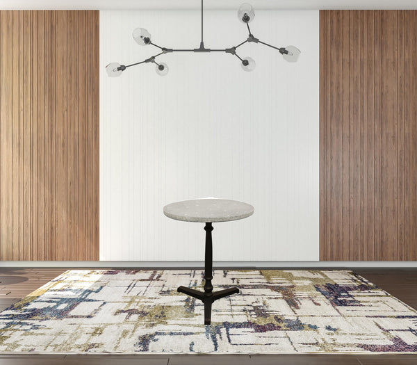 Homeroots 24" Gray And Black Stone And Iron Round Dining Table   488590