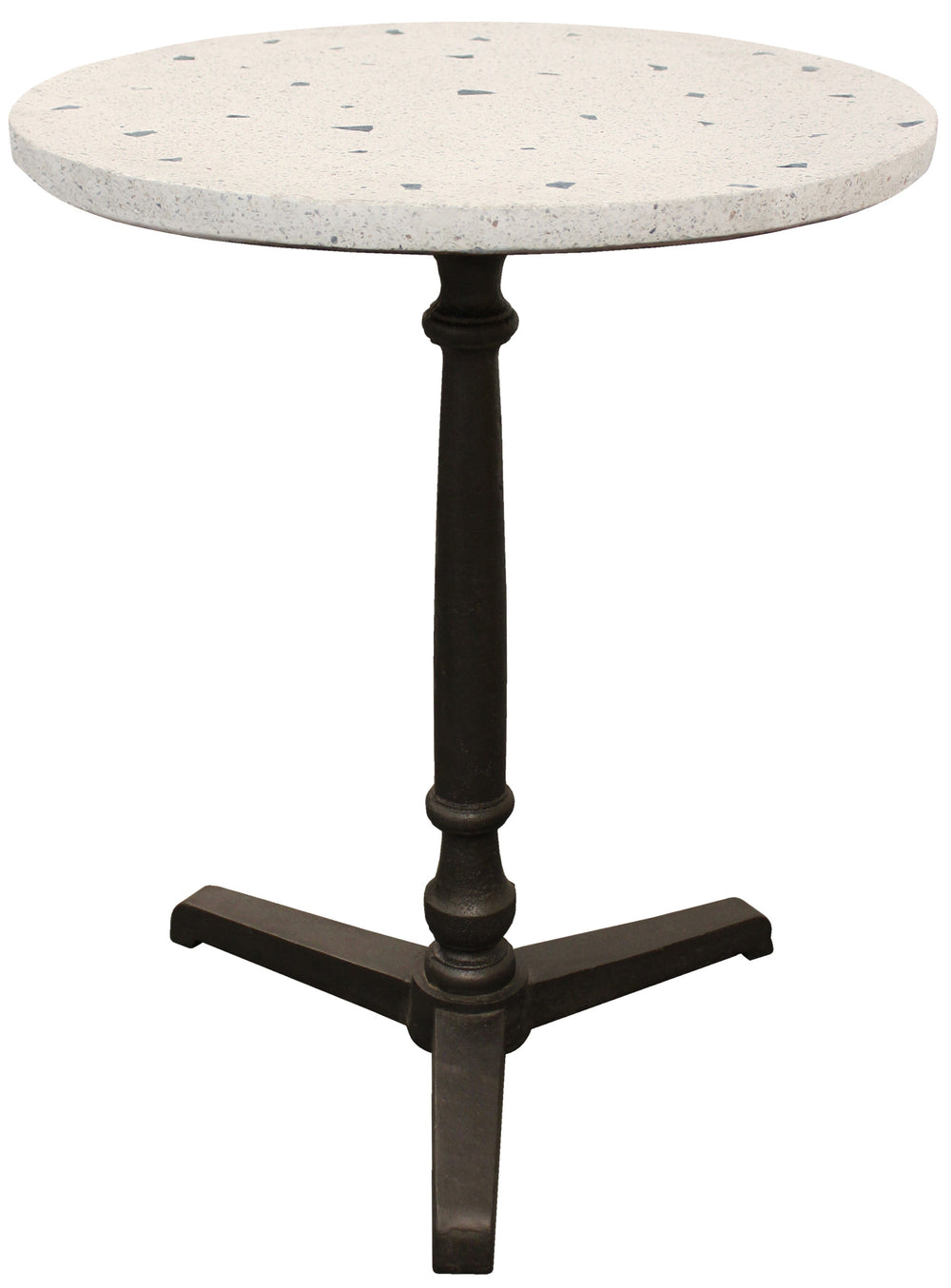 Homeroots 24" Ivory And Black Stone And Iron Round Bistro Dining Table   488591