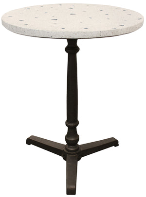 Homeroots 24" Ivory And Black Stone And Iron Round Bistro Dining Table   488591