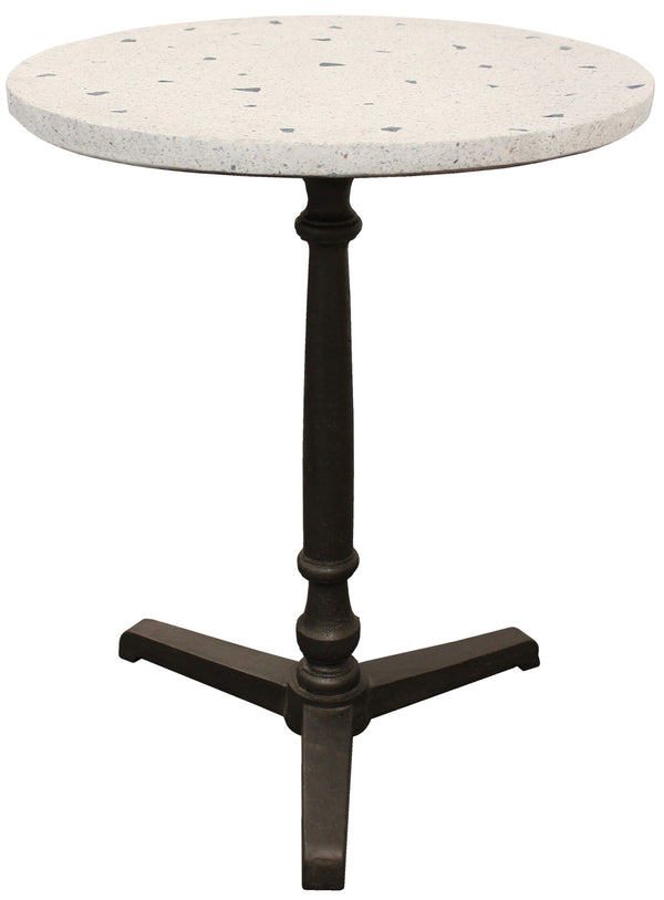 Homeroots 24" Ivory And Black Stone And Iron Round Bistro Dining Table   488591