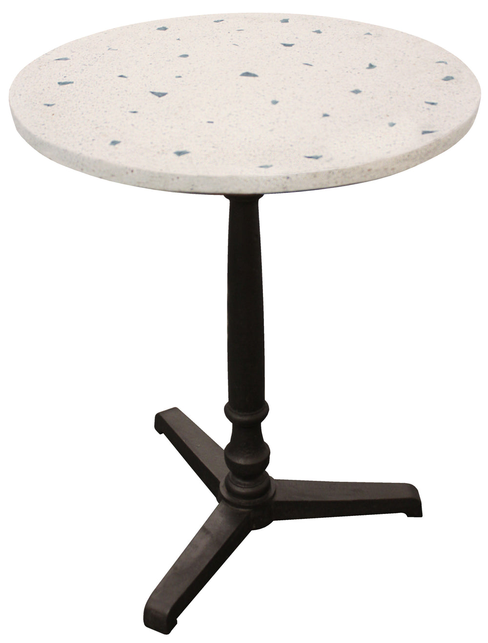 Homeroots 24" Ivory And Black Stone And Iron Round Bistro Dining Table   488591