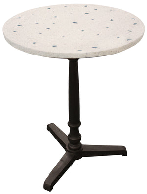 Homeroots 24" Ivory And Black Stone And Iron Round Bistro Dining Table   488591