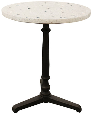 Homeroots 24" Ivory And Black Stone And Iron Round Bistro Dining Table   488591