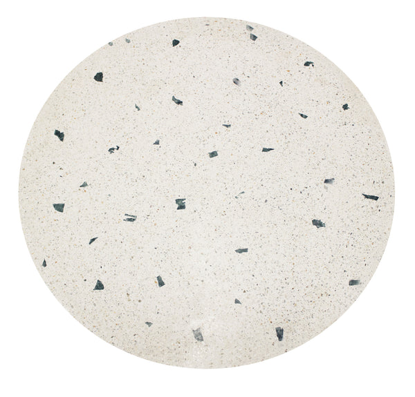 Homeroots 24" Ivory And Black Stone And Iron Round Bistro Dining Table   488591