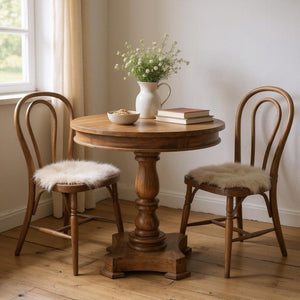 HomeRoots 30" Solid Wood Round Pedestal Dining Table - Rustic Charm for Cozy Spaces & Bistro Style Dining 488593