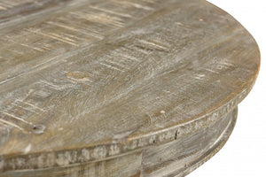 Homeroots 30" Gray Rounded Solid Wood Pedestal Base Dining Table   488594