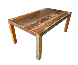 HomeRoots 72" Rustic Solid Wood Dining Table - Handcrafted Reclaimed Hardwood with Vintage Distressed Finish 488595