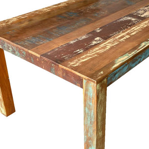 HomeRoots 72" Rustic Solid Wood Dining Table - Handcrafted Reclaimed Hardwood with Vintage Distressed Finish 488595