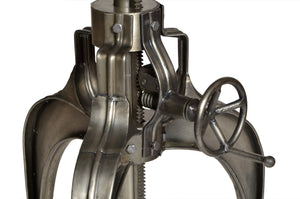 Homeroots 36" Gray Metal Pedestal Base Adjustable Height Round Top Dining Table   488596