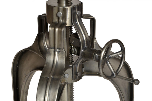 Homeroots 36" Gray Metal Pedestal Base Adjustable Height Round Top Dining Table   488596