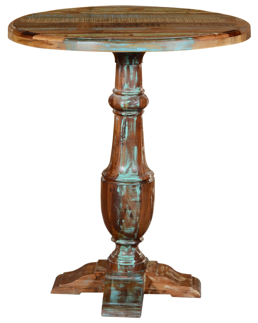 Homeroots 36" Brown Rounded Solid Wood Pedestal Base Dining Table   488597