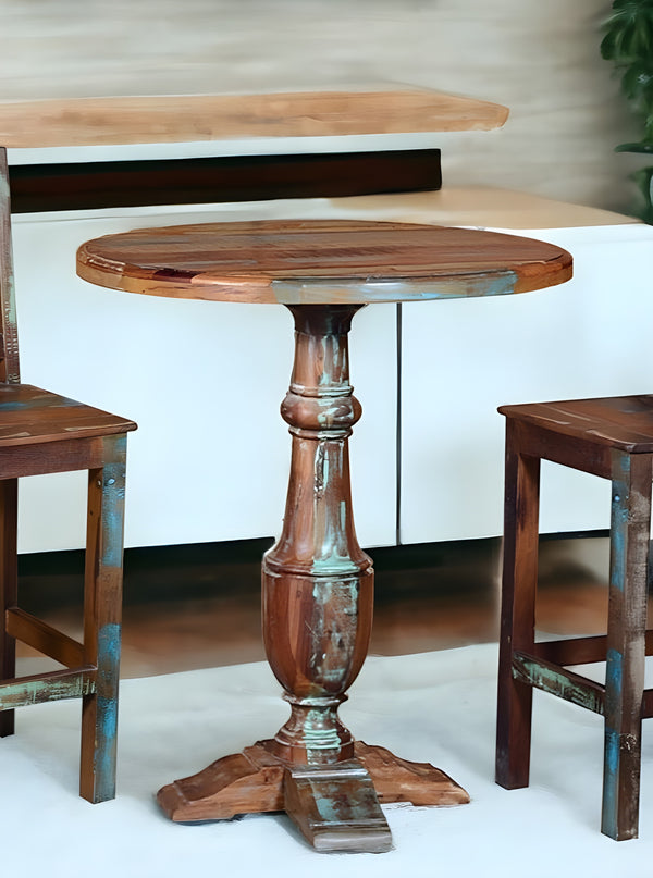 Homeroots 36" Brown Rounded Solid Wood Pedestal Base Dining Table   488597