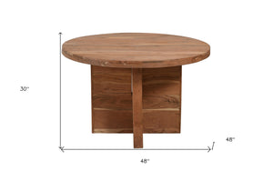 Homeroots 48" Natural Rounded Solid Wood Dining Table   488598