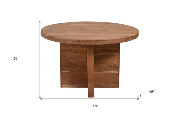 Homeroots 48" Natural Rounded Solid Wood Dining Table   488598