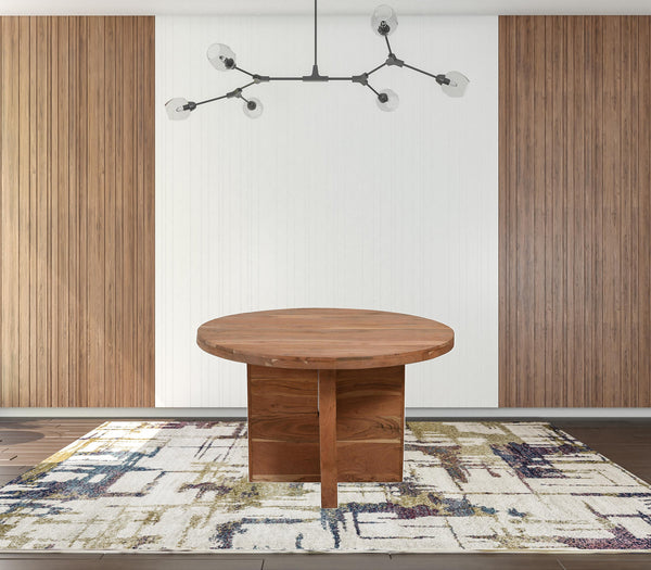 Homeroots 48" Natural Rounded Solid Wood Dining Table   488598