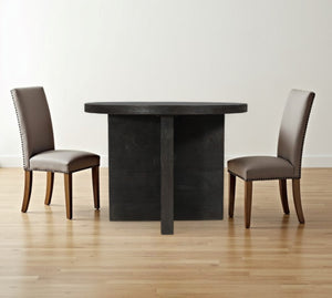 Homeroots 48" Deep Taupe Rounded Solid Wood Pedestal Base Dining Table   488599