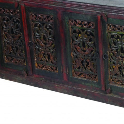 Homeroots 101" Elegant Solid Wood Buffet Table With Ample Storage, Stylish Design, And Rich Brown-green Finish   488615