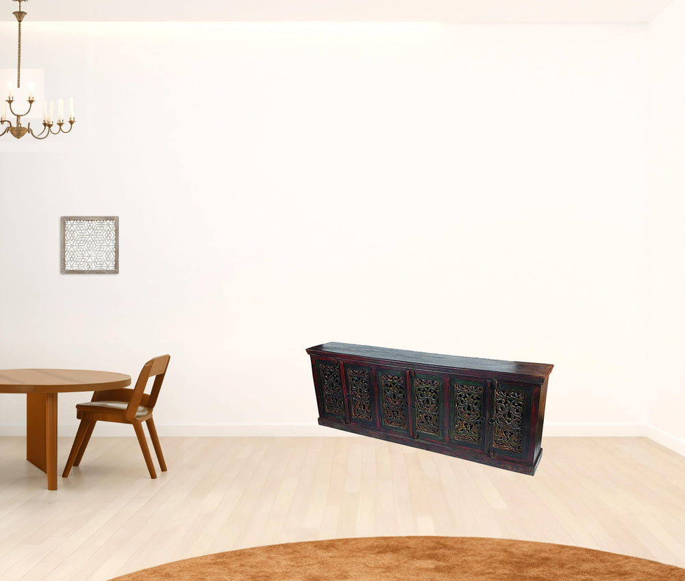 Homeroots 101" Elegant Solid Wood Buffet Table With Ample Storage, Stylish Design, And Rich Brown-green Finish   488615