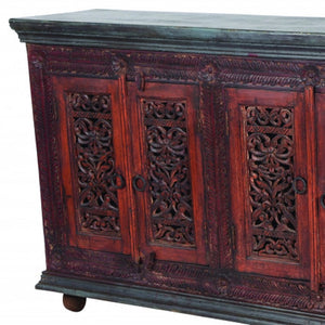 HomeRoots 93" Brown and Black Solid Wood Buffet Table – Stylish Storage Solution for Any Room's Decor 488616