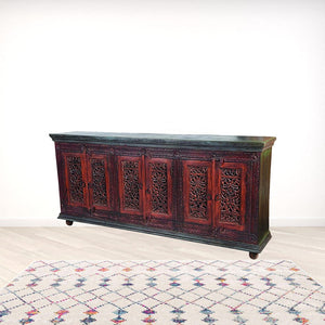 HomeRoots 93" Brown and Black Solid Wood Buffet Table – Stylish Storage Solution for Any Room's Decor 488616