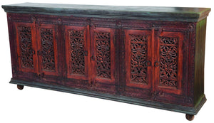 HomeRoots 93" Brown and Black Solid Wood Buffet Table – Stylish Storage Solution for Any Room's Decor 488616