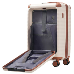 English Elm Luggage 5 Piece Abs Hardshell Travel Set with Usb Port Spinner Wheels and Tsa Lock Brown+White N732P265290K