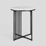 Minimalist Metal Slatted Side Table Calacatta Marble, Black VULL8KCM Walker Edison