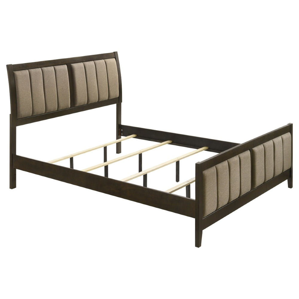 English Elm Clement Channel Tufted Eastern King Upholstered Bed with Warm Cocoa Fabric Panels B062S01705