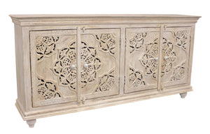 HomeRoots 71" Elegant Beige Solid Wood Sideboard with Ample Storage and Classic Design for Any Room 488630