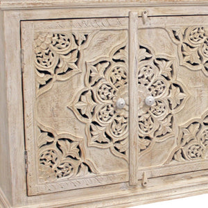 HomeRoots 71" Elegant Beige Solid Wood Sideboard with Ample Storage and Classic Design for Any Room 488630