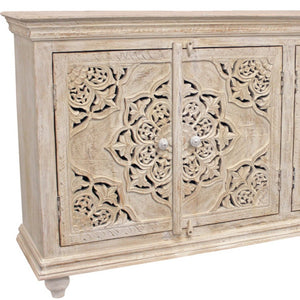 HomeRoots 71" Elegant Beige Solid Wood Sideboard with Ample Storage and Classic Design for Any Room 488630
