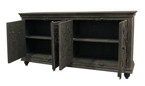 HomeRoots 71" Distressed Gray Solid Wood Sideboard - Stylish Storage Solution with Rustic Charm & Versatile Design 488631
