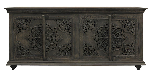 HomeRoots 71" Distressed Gray Solid Wood Sideboard - Stylish Storage Solution with Rustic Charm & Versatile Design 488631