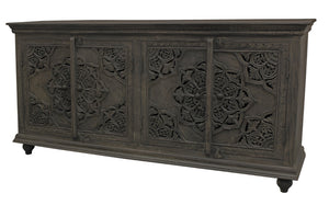 HomeRoots 71" Distressed Gray Solid Wood Sideboard - Stylish Storage Solution with Rustic Charm & Versatile Design 488631