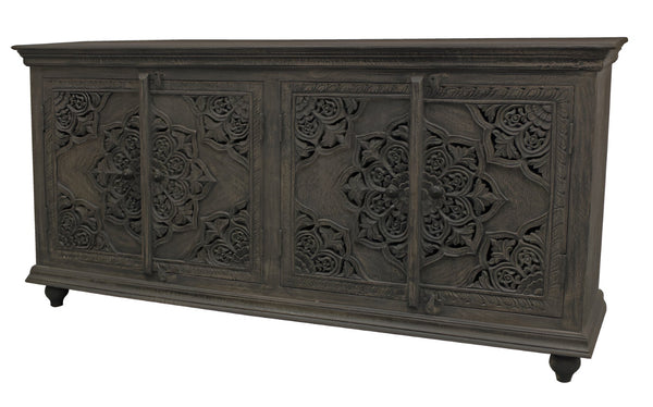 HomeRoots 71" Distressed Gray Solid Wood Sideboard - Stylish Storage Solution with Rustic Charm & Versatile Design 488631