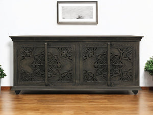 HomeRoots 71" Distressed Gray Solid Wood Sideboard - Stylish Storage Solution with Rustic Charm & Versatile Design 488631