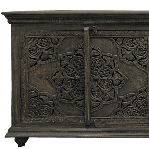 HomeRoots 71" Distressed Gray Solid Wood Sideboard - Stylish Storage Solution with Rustic Charm & Versatile Design 488631