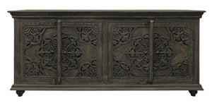 HomeRoots 71" Distressed Gray Solid Wood Sideboard - Stylish Storage Solution with Rustic Charm & Versatile Design 488631