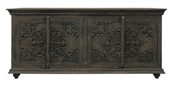 HomeRoots 71" Distressed Gray Solid Wood Sideboard - Stylish Storage Solution with Rustic Charm & Versatile Design 488631