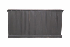 HomeRoots 71" Gray Distressed Solid Wood Sideboard with Hand-Carved Floral Design - Stylish Storage Solution 488632