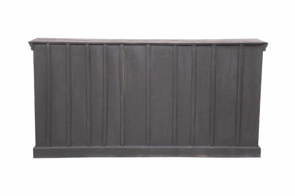 HomeRoots 71" Gray Distressed Solid Wood Sideboard with Hand-Carved Floral Design - Stylish Storage Solution 488632