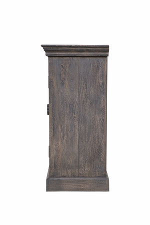 HomeRoots 71" Gray Distressed Solid Wood Sideboard with Hand-Carved Floral Design - Stylish Storage Solution 488632