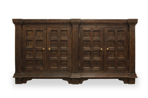 HomeRoots 72" Brown Distressed Solid Wood Buffet Table - Handcrafted Geometric Design with Ample Storage & Style 488636
