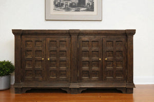 HomeRoots 72" Brown Distressed Solid Wood Buffet Table - Handcrafted Geometric Design with Ample Storage & Style 488636