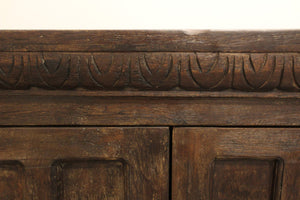 HomeRoots 72" Brown Distressed Solid Wood Buffet Table - Handcrafted Geometric Design with Ample Storage & Style 488636