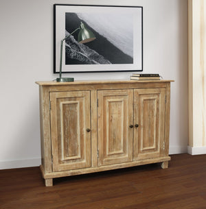 HomeRoots 51" Natural Distressed Solid Wood Sideboard - Stylish Storage for Dining, Living & Entryway Spaces 488675