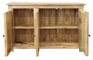 HomeRoots 51" Natural Distressed Solid Wood Sideboard - Stylish Storage for Dining, Living & Entryway Spaces 488675