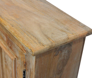 HomeRoots 60" Natural Distressed Solid Wood Sideboard - Stylish Storage with Unique Character & Brass Hardware 488676