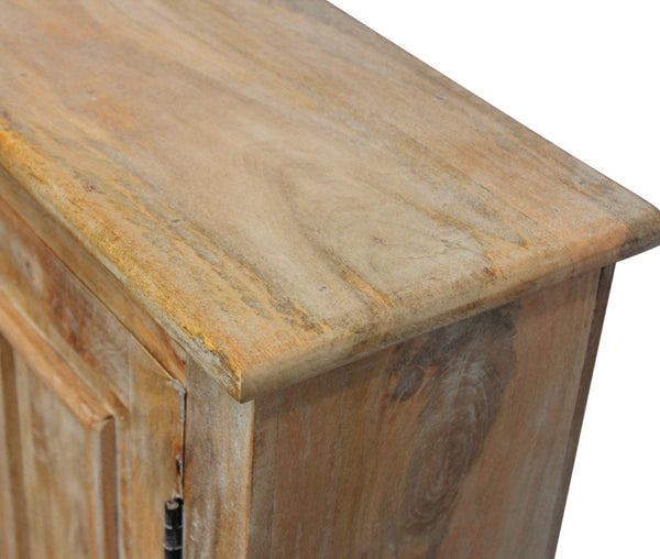 HomeRoots 60" Natural Distressed Solid Wood Sideboard - Stylish Storage with Unique Character & Brass Hardware 488676